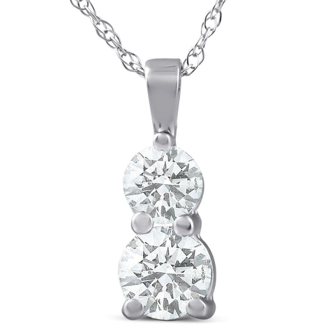 3/4Ct Forever Us Two Stone Natural Diamond Pendant 14K White Gold