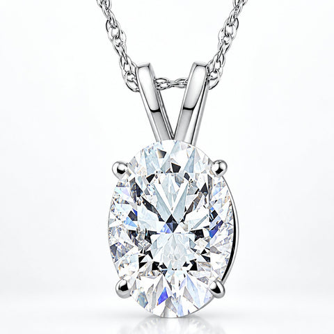 G/VS 2Ct Oval Diamond Solitaire Certified Lab Grown Diamond Pendant Necklace