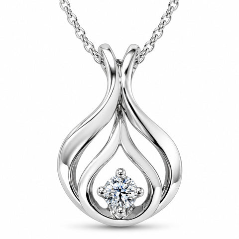 1/10ct Solitaire Diamond Pendant 14K White Gold