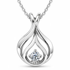 1/10ct Solitaire Diamond Pendant 14K White Gold
