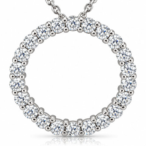VS 5ct TW Round Cut Diamond Circle Pendant 14K White Gold Lab Grown