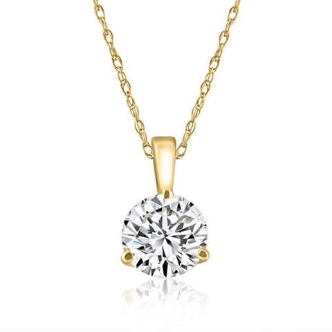 G/SI1 .20 ct Solitaire 100% Diamond Pendant available in 14K Yellow Gold Lab Grown