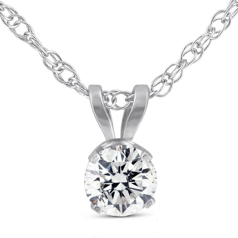 VS 1/3ct Lab Created Round Cut Diamond Round Solitaire Pendant 14K White Gold