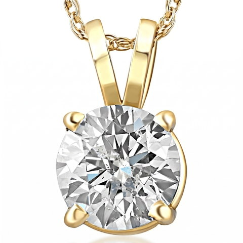 1ct Round Diamond Solitaire Pendant 14k Yellow Gold "ebay live"