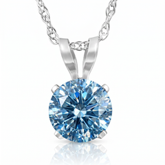 1/2Ct Lab Grown Blue Diamond Solitaire Pendant Necklace14k White or Yellow Gold