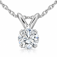 1/3ct Round Solitaire Solid 14k White Gold Natural Diamond Pendant Necklace