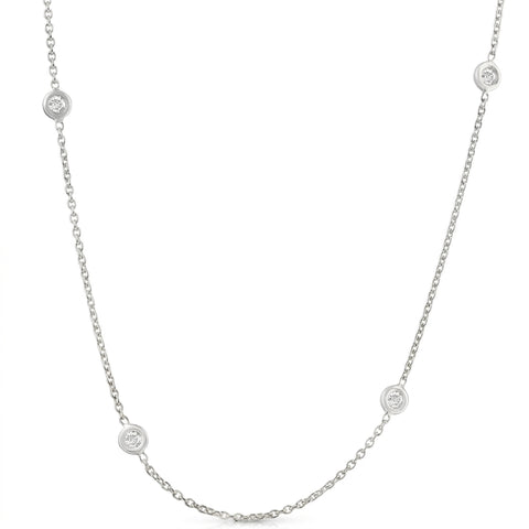 1ct Diamonds Bezel Station 18" 14K White Gold Womens Necklace
