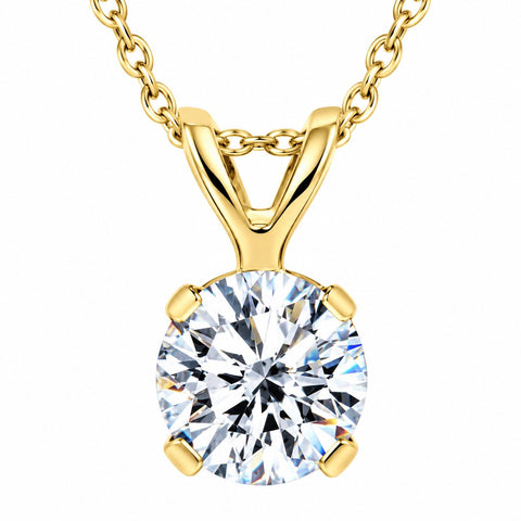 1/5Ct Lab Grown Solitaire Diamond Pendant 14k Yellow Gold Necklace