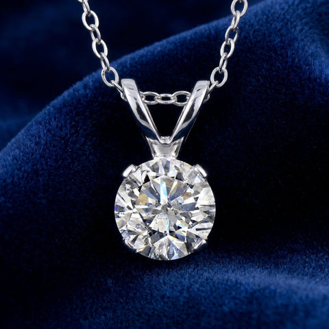 3/4ct Round Cut Diamond Solitaire Pendant 14k White Gold