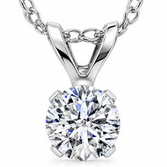 3/4ct Round Cut Real Diamond Solitaire Pendant 14K White Gold