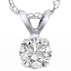 3/4ct Round Cut Real Diamond Solitaire Pendant 14K White Gold
