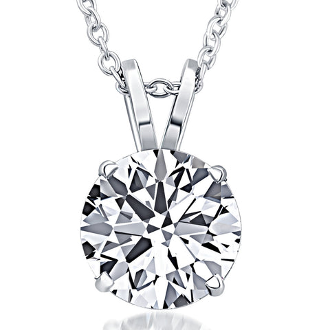 Certified 2Ct Solitaire Round Diamond Necklace 14k White Gold Lab Grown Pendant