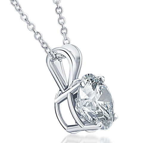Certified 2Ct Solitaire Round Diamond Necklace 14k White Gold Lab Grown Pendant