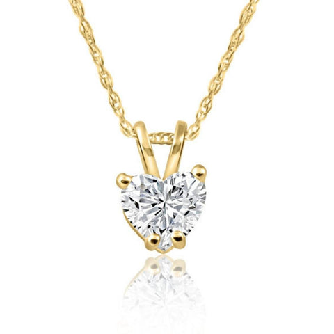 VS 1/2 Ct Heart shape Diamond Solitaire Necklace 14k Pendant Lab Grown