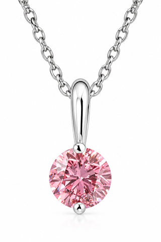 VS 1/4Ct Pink Diamond Solitaire Pendant 14k White Gold 18" Necklace Lab Grown