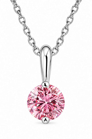 VS 1/4Ct Pink Diamond Solitaire Pendant 14k White Gold 18" Necklace Lab Grown