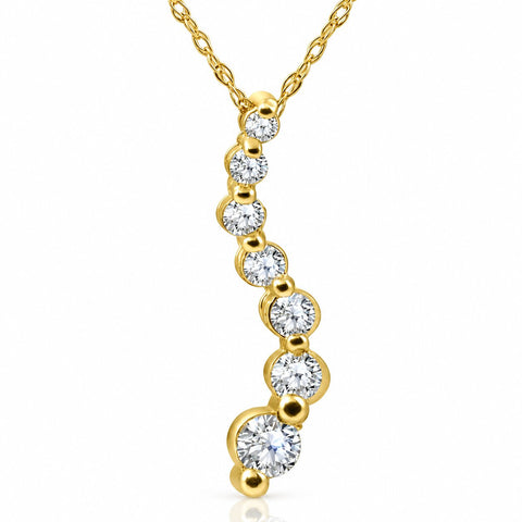 1/2ct Diamond Journey Pendant Necklace 14K Yellow Gold (3/4 inch tall)