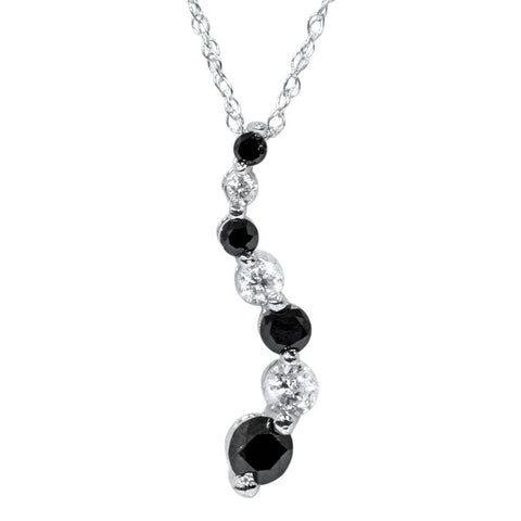 White Gold 1/2ct Black & White Diamond Journey Pendant (3/4 inch tall)