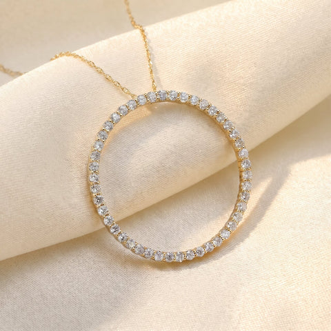 2ct Circle Eternity 14K Yellow Gold Diamond Pendant