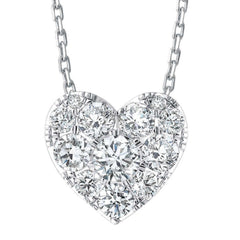 3/4Ct Diamond Heart Pendant 14k White Gold 18" Necklace Lab Grown