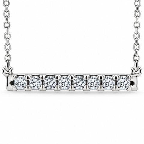 F/VS .50Ct Bar Diamond Pendant Necklace in 14k White or Yellow Gold Lab Grown