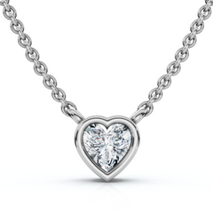 3/8 - 3 Ct Heart Shape Diamond Bezel Pendant 14k Gold Necklace Lab Grown
