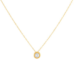 F/VS .25Ct Diamond Bezel Pendant Solitaire Necklace 14k Yellow Gold Lab Grown
