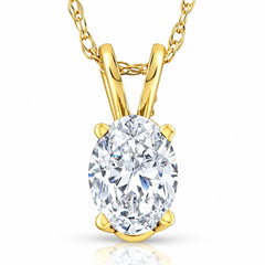 E/VVS 1/2Ct Lab Grown Oval Diamond Solitaire Pendant 14k Gold Necklace