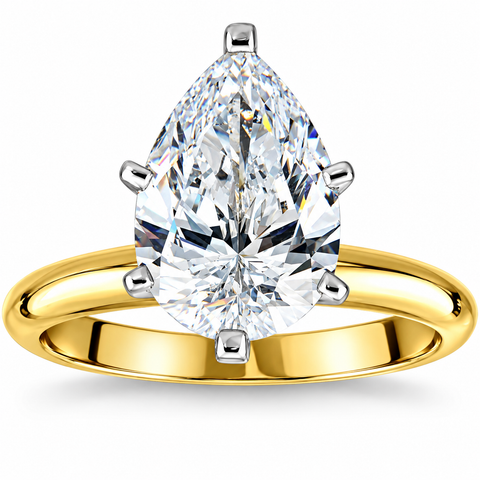 Certified 4 Ct Pear Solitaire Diamond Engagement Ring 14k Gold Lab Grown