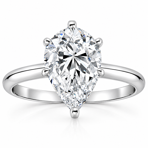 VS 3CT Platinum Pear Shaped Diamond 6-Prong Solitaire Engagement Ring Lab Grown