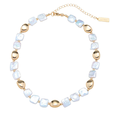 Pina Square Pearl 18k Yellow Gold Necklace
