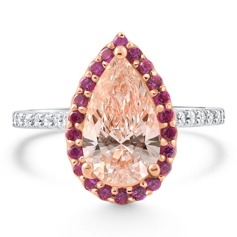 Certified VS2 Fancy Vivid Pink Diamond Engagement Ring 14k White & Rose Gold