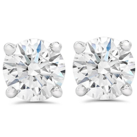 Certified 3Ct TW Diamond Studs 14k Gold Screw Backs Lab Grown (FG,VS2-SI1)
