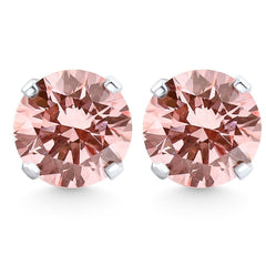 .33 - 1Ct Pink Diamond Studs 14k White or Yellow Gold Lab Grown