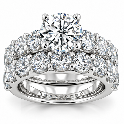 Certified 6ct Diamond Engagement Wedding Ring Set 14K White Gold Lab Grown