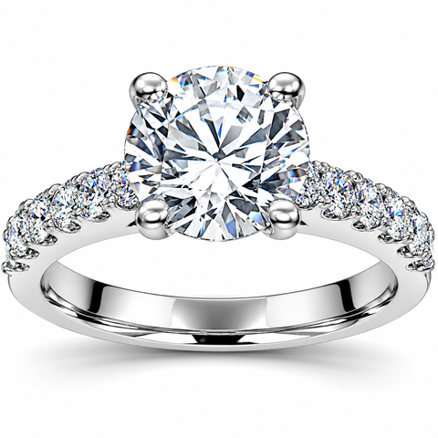 G/SI 2ct Diamond Engagement Ring Solitaire With Accents 14K White Gold Enhanced