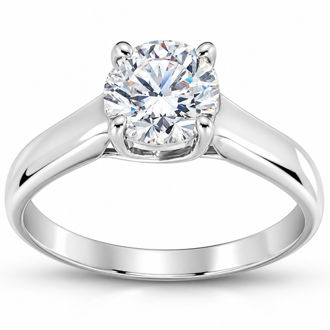 1 ct Round Solitaire Diamond Engagement Ring 14 k White Gold