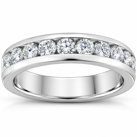 Solid 950 Platinum 1ct Channel Set Diamond Wedding Ring Womens Anniversary Band