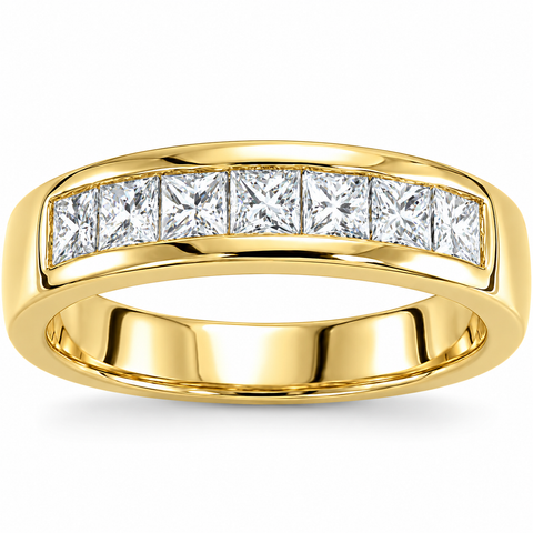 1ct Princess Cut Diamond Wedding Anniversary Ring 14k Yellow Gold
