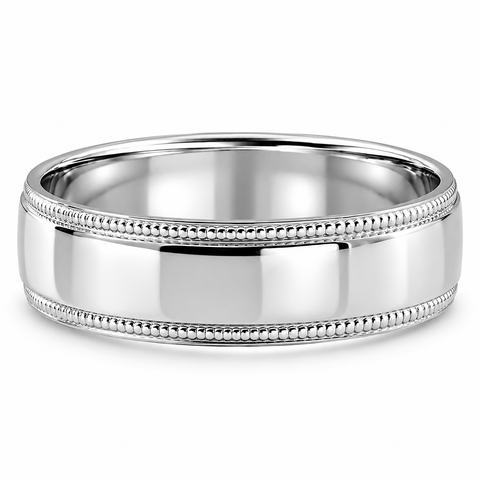 Men's Milgrain Polished Wedding Band 14k Gold or Platinum Ring