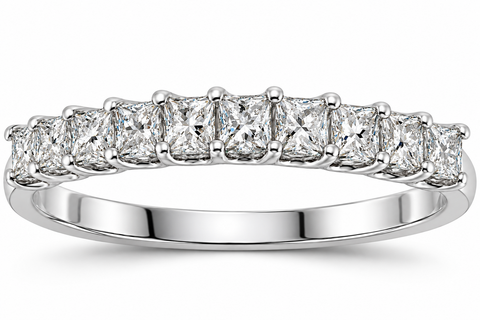1/2CT Princess Cut Diamond U-Prong Wedding Ring 10k White Gold