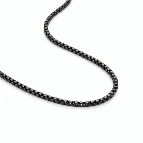 18" 14K Black Gold Italian Handmade Box Chain Necklace