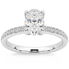 Certified 2 1/4Ct Oval Diamond Engagement Ring 14k Gold Lab Grown (GH/VS2-SI1)