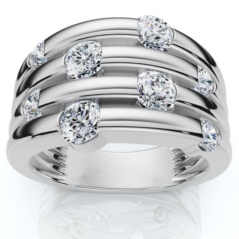 14K White Gold 1ct Real Diamond Right Hand Ring Fashion Journey Round Solitaire