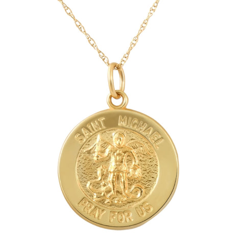 14k  Yellow Gold St. Michael Medal Pendant .5" Tall 1.5 Grams