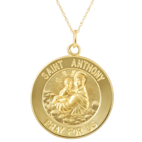 14k Yellow Gold St. Anthony Medal Pendant .5" Tall 1.5 Grams