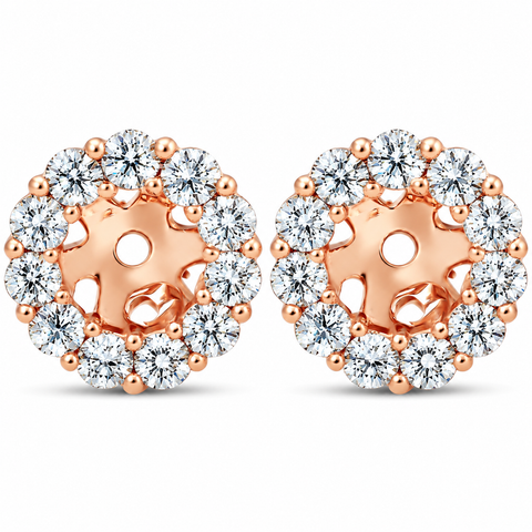 3/8ct Halo Diamond Earring Jackets 14K Rose Gold (4mm)