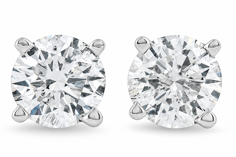 1 1/4Ct TW Natural Diamond Studs Round-Cut Earrings in 14K White or Yellow Gold