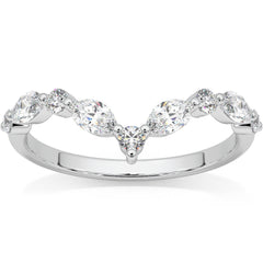 .60Ct Diamond Guard Insert V Shape Marquise Wedding Ring 10k Gold Lab Grown
