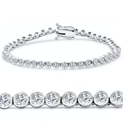 F/VS 5Ct Diamond Half Bezel Tennis Bracelet 14k White / Yellow Gold 7" Lab Grown